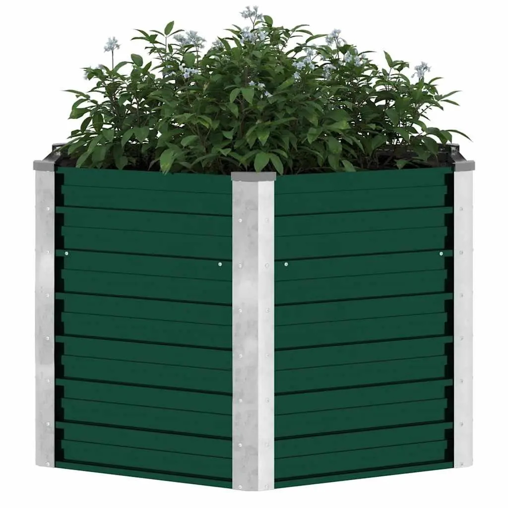 Garden Raised Bed Planter Box Galvanised Steel 129 x 129 x 77 cm Green