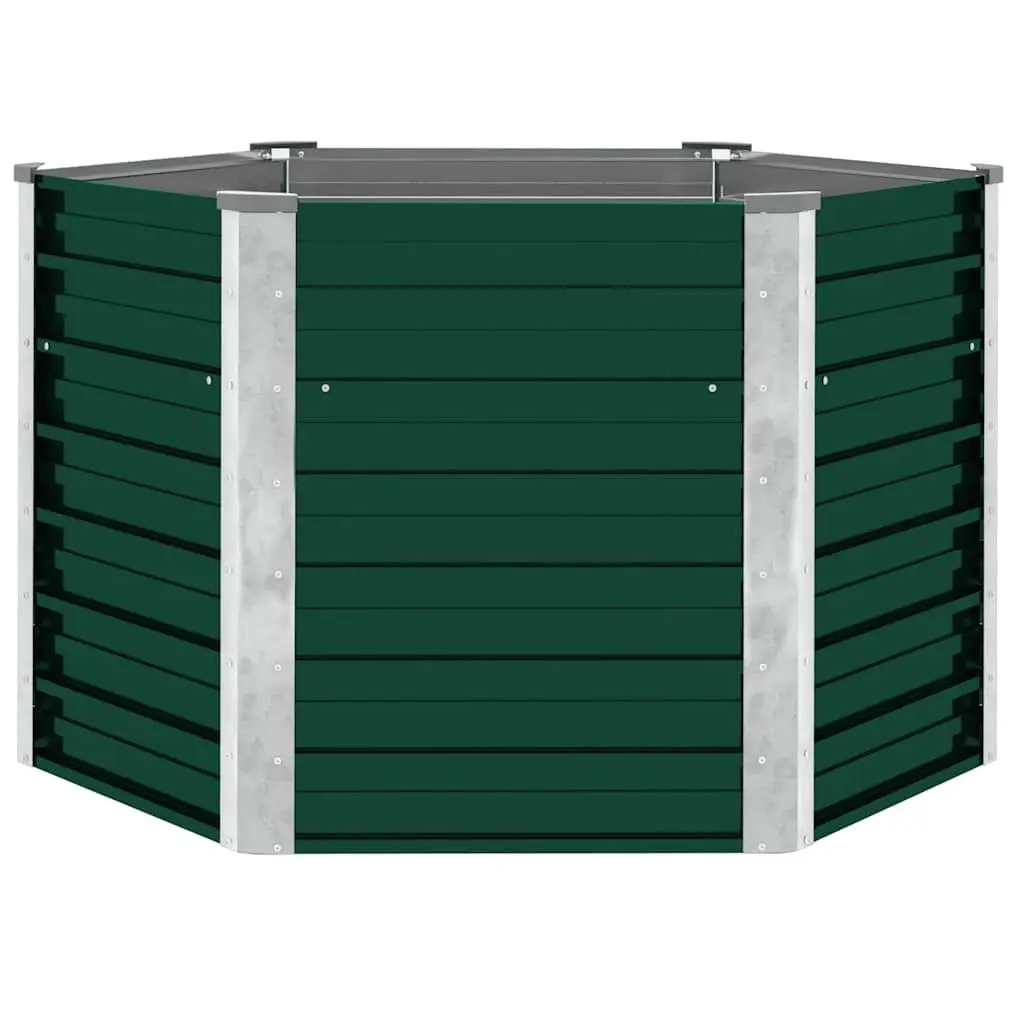 Garden Raised Bed Planter Box Galvanised Steel 129 x 129 x 77 cm Green