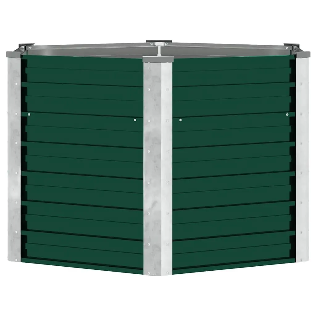 Garden Raised Bed Planter Box Galvanised Steel 129 x 129 x 77 cm Green