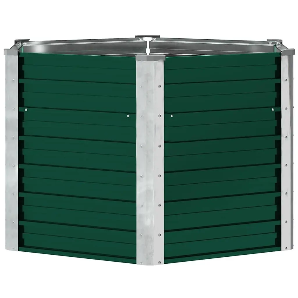Garden Raised Bed Planter Box Galvanised Steel 129 x 129 x 77 cm Green