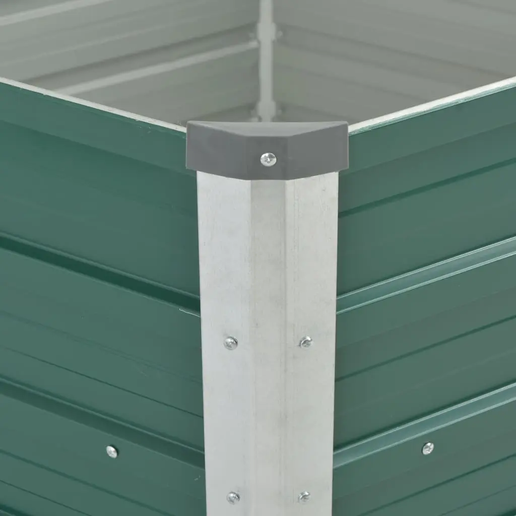Garden Raised Bed Planter Box Galvanised Steel 129 x 129 x 77 cm Green