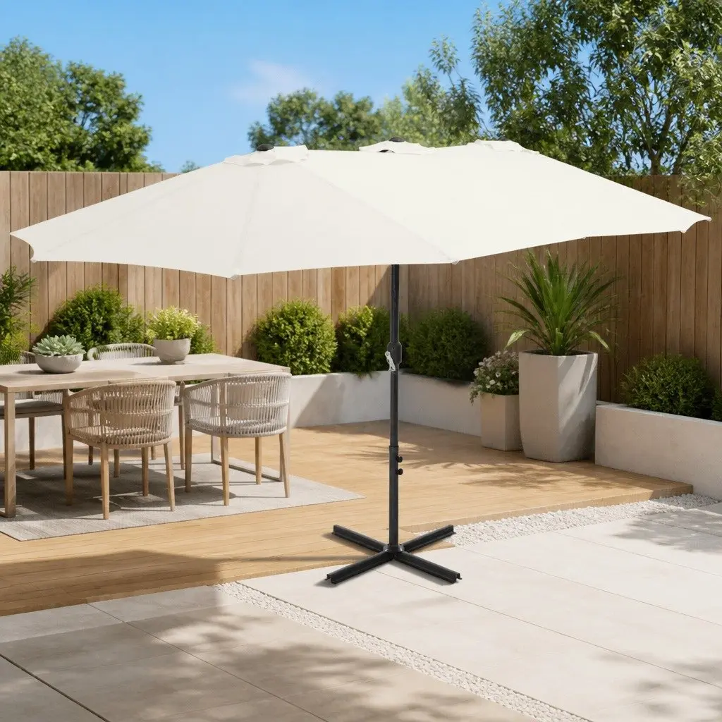 Garden Parasol Aluminium 460x270cm Beige UV Protective Canopy