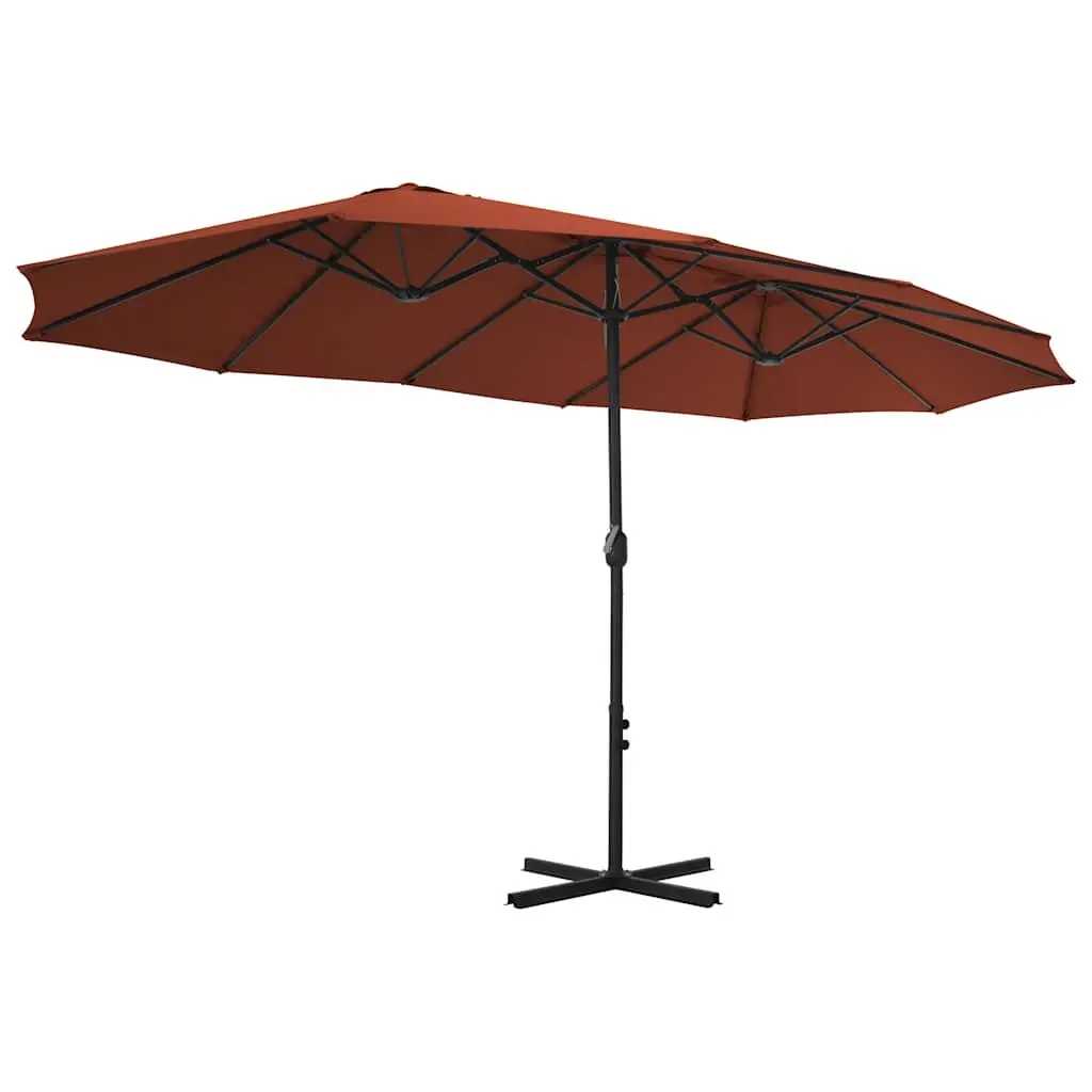 Garden Parasol Double-Top Aluminium 460x270 cm Brown