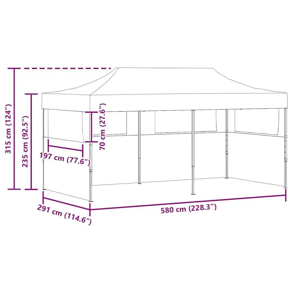Folding Pop-Up Party Tent Rust-Resistant Steel 3x6m Anthracite with Removable Sidewalls