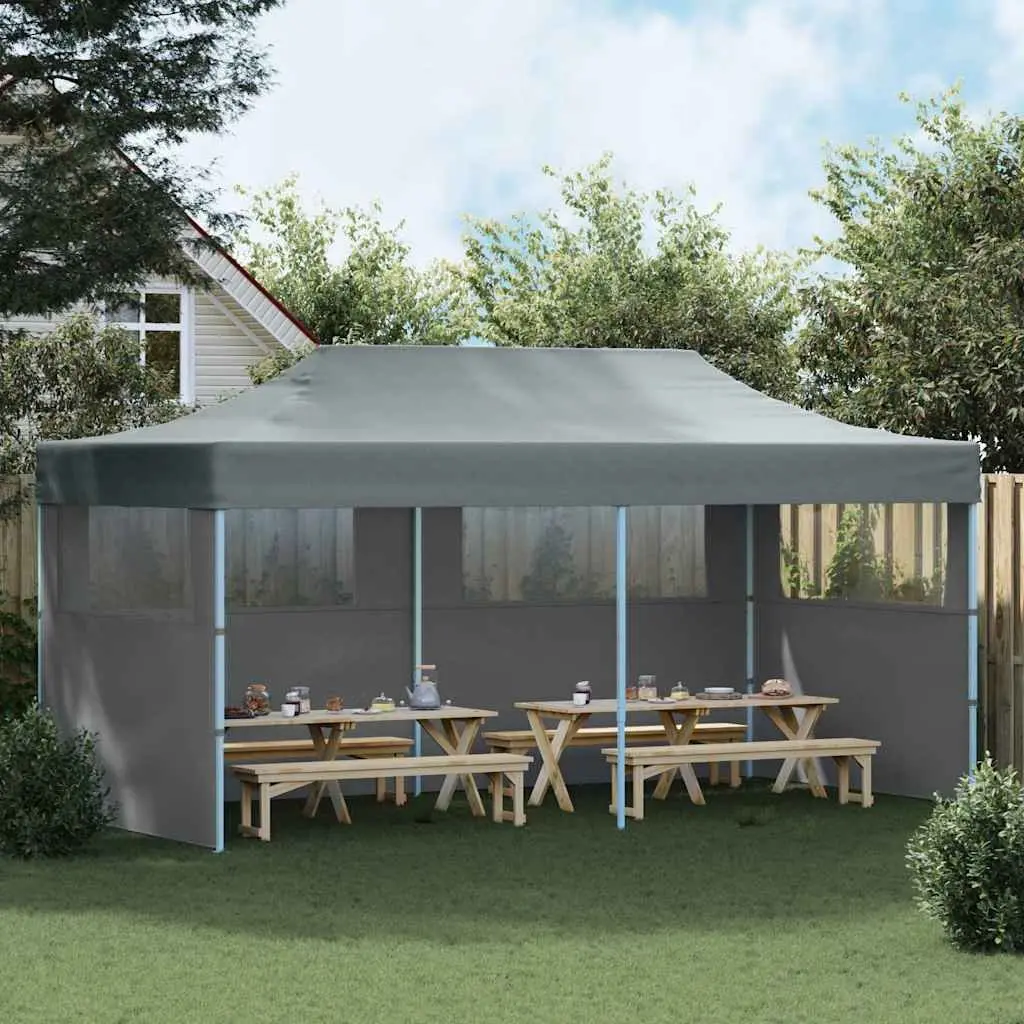 Folding Pop-Up Party Tent Rust-Resistant Steel 3x6m Anthracite with Removable Sidewalls
