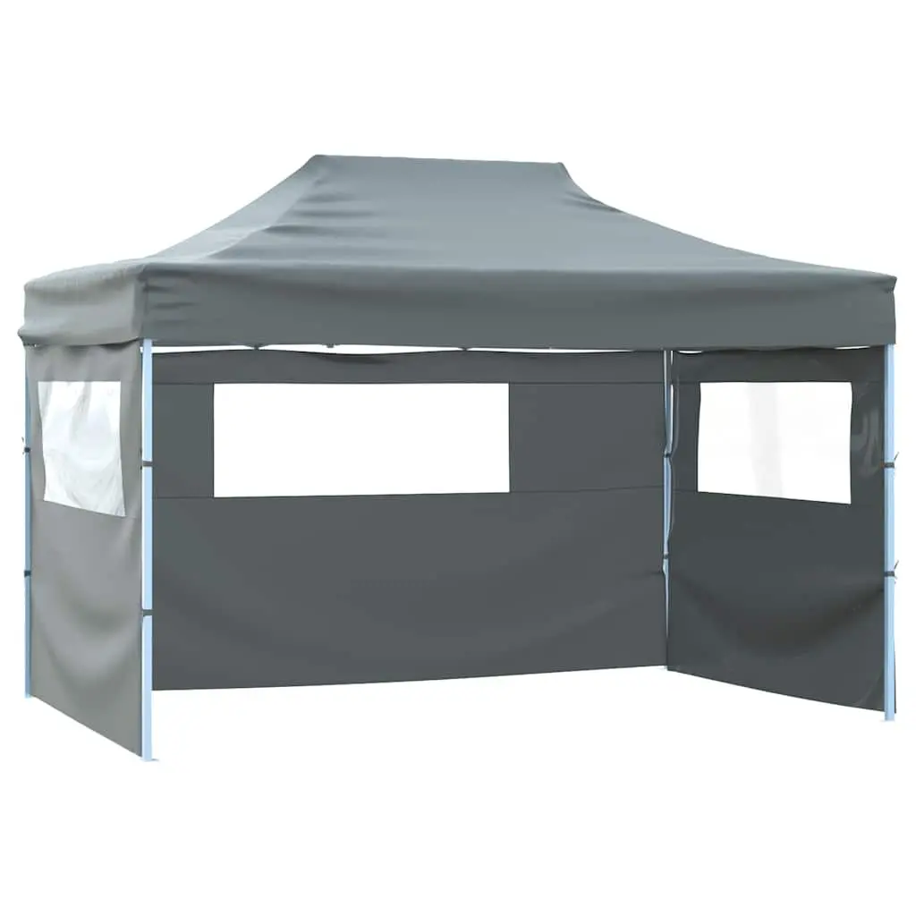 Pop-Up Canopy Tent Anthracite 3x4.5m with 4 Side Walls Foldable Outdoor Gazebo