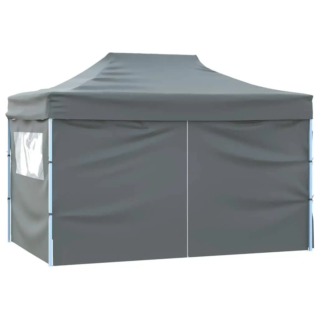 Pop-Up Canopy Tent Anthracite 3x4.5m with 4 Side Walls Foldable Outdoor Gazebo