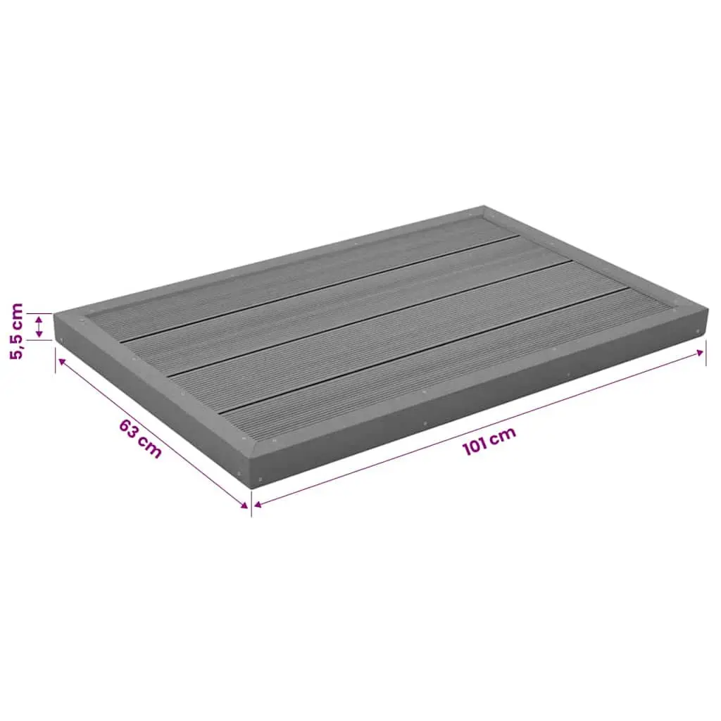 WPC Floor Element Outdoor Non-slip Grey Board for Pool Ladder Base and Solar Shower
