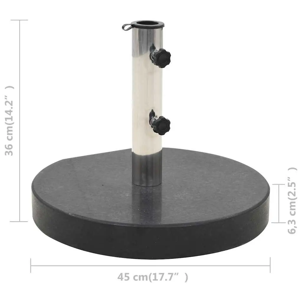 Granite Umbrella Stand Weight Plate Round Black 28.5kg Outdoor Parasol Base