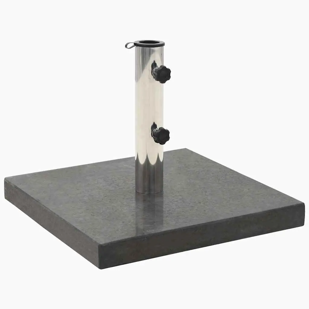 Square Outdoor Umbrella Stand Black Granite Base Stainless Steel Tube
