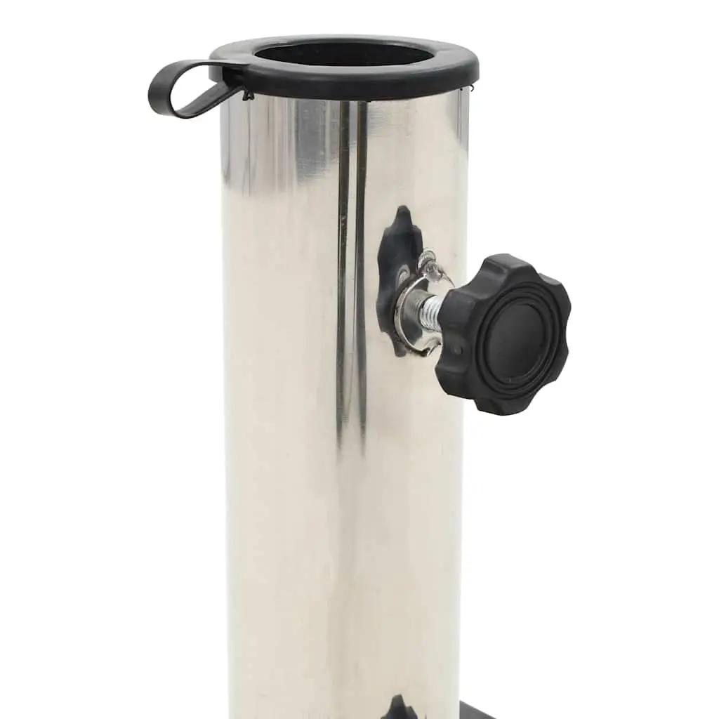 Square Outdoor Umbrella Stand Black Granite Base Stainless Steel Tube