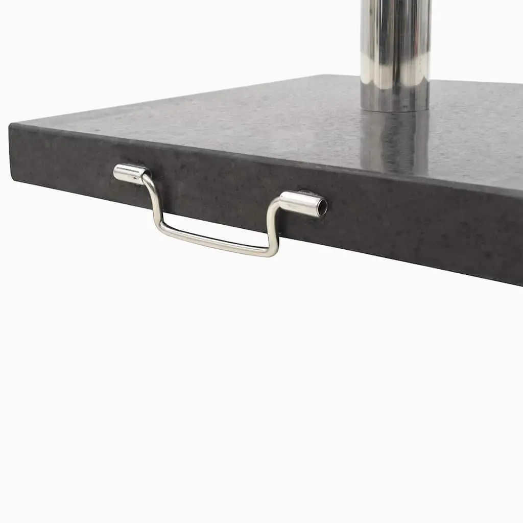 Square Outdoor Umbrella Stand Black Granite Base Stainless Steel Tube