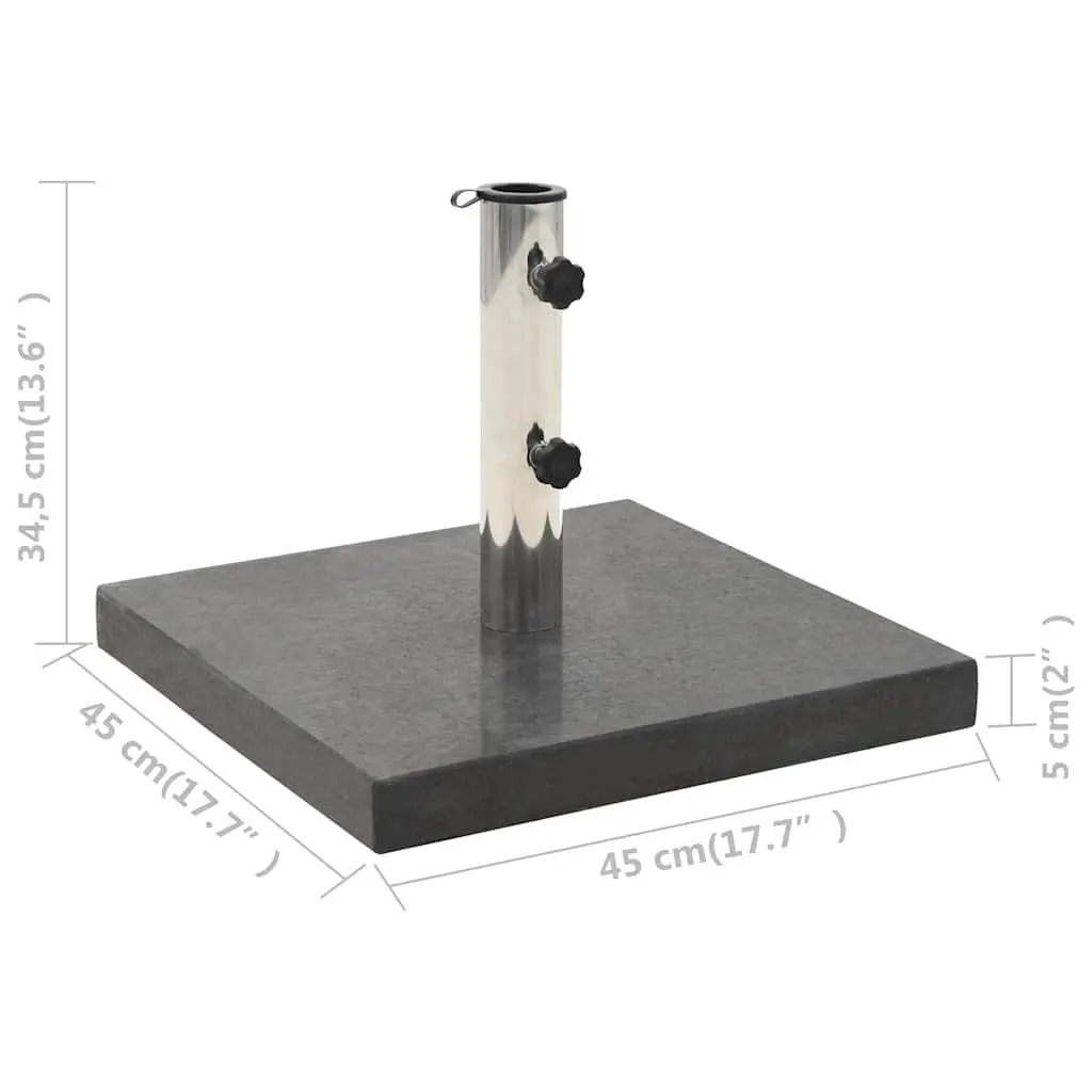 Square Outdoor Umbrella Stand Black Granite Base Stainless Steel Tube