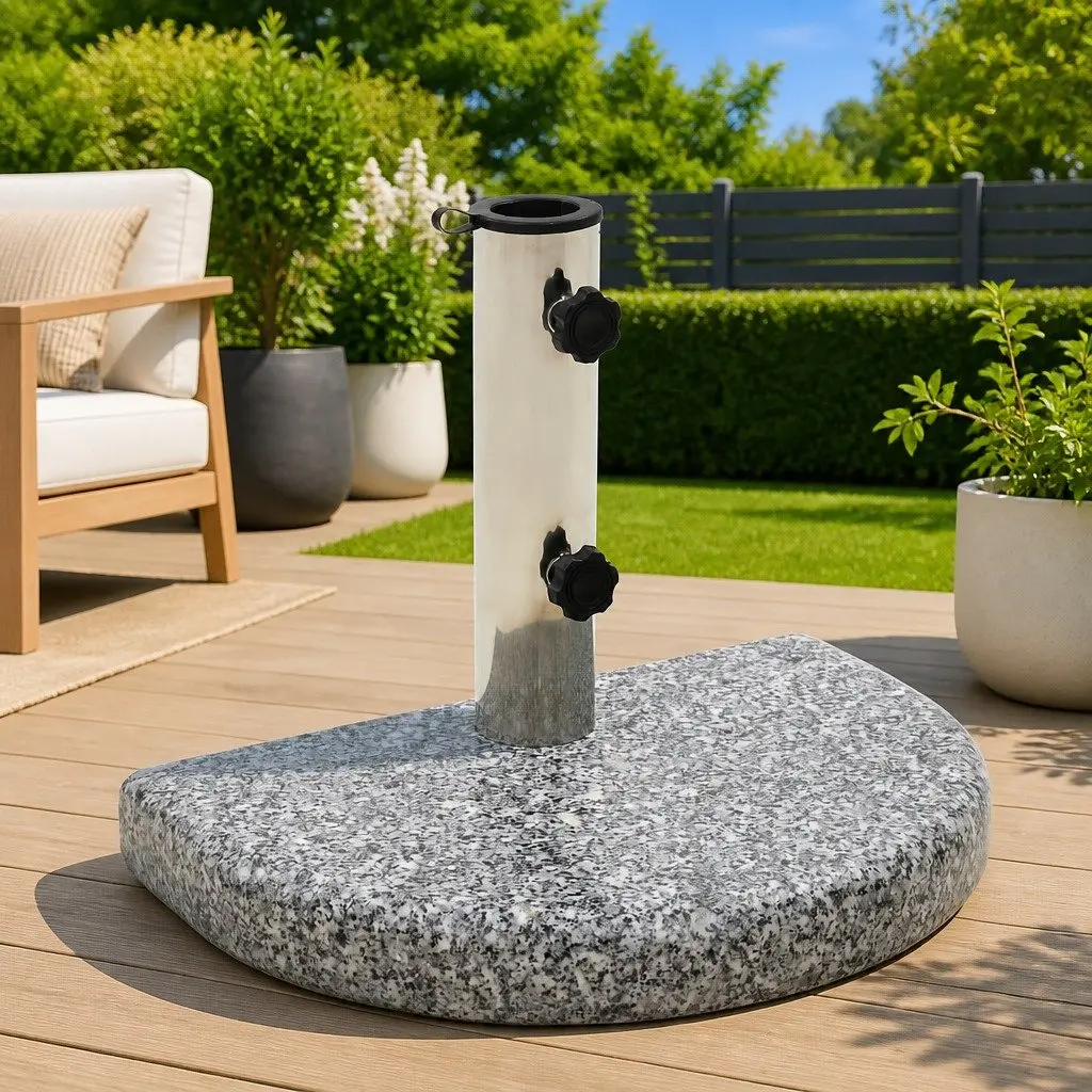 Parasol Base Granite Curved 10kg Grey Outdoor Umbrella Stand