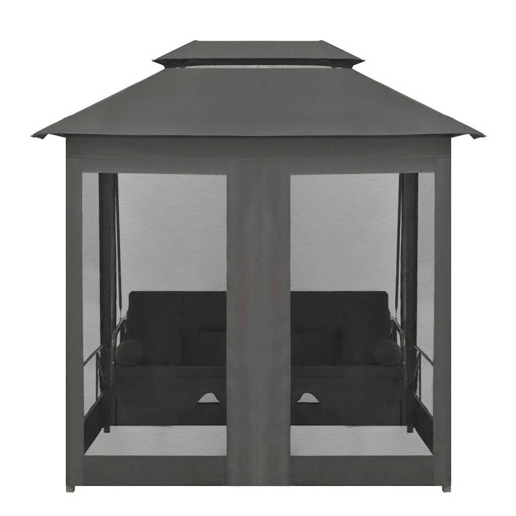 Outdoor Convertible Swing Bench Canopy Bed Steel Frame Anthracite Garden 220x160x240cm