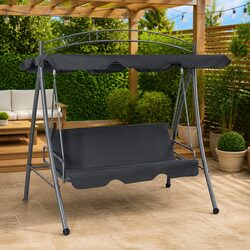Outdoor Convertible Swing Bench Canopy 198x120x205cm Anthracite Steel Porch