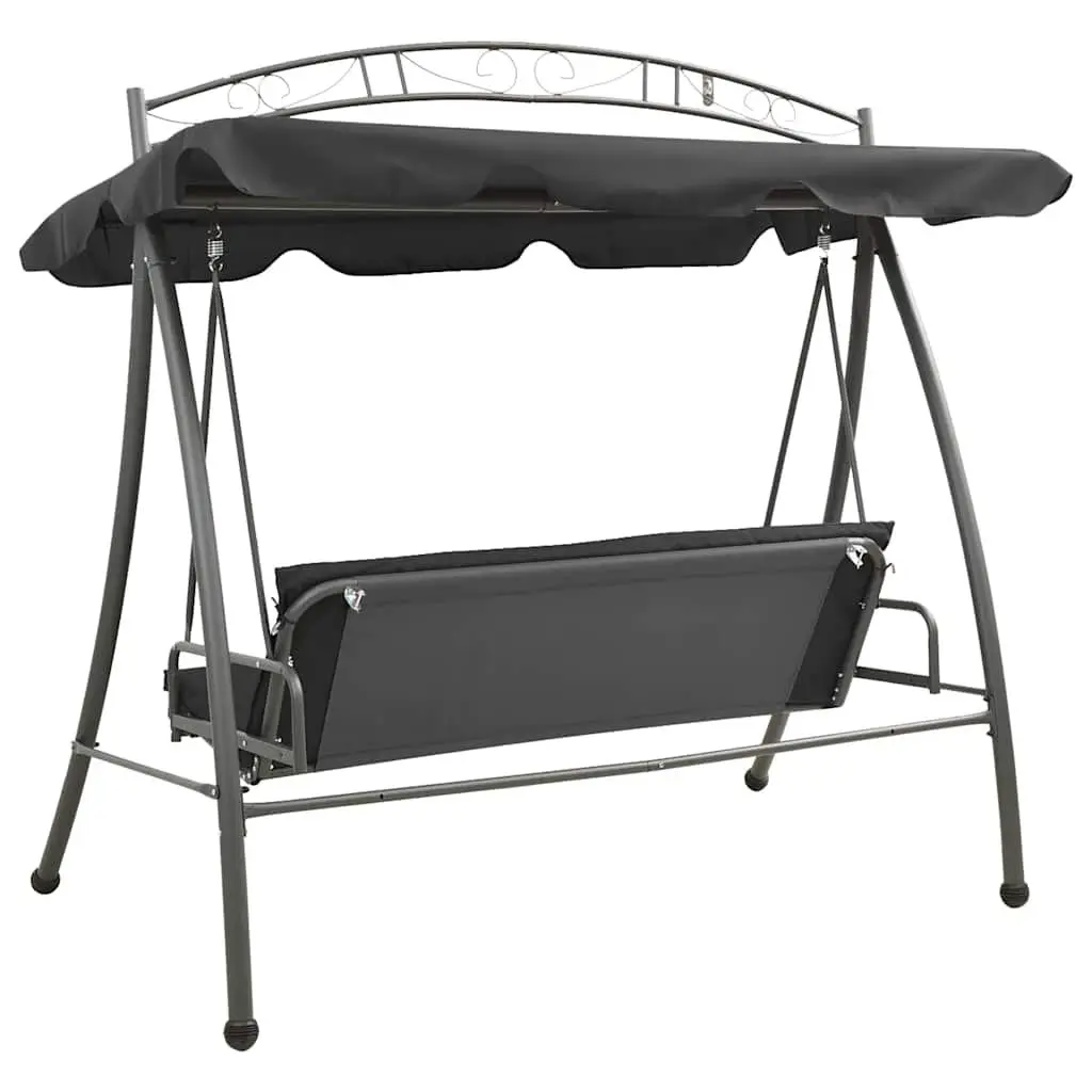 Outdoor Swing Bench Canopy Steel 198x120x205cm Anthracite