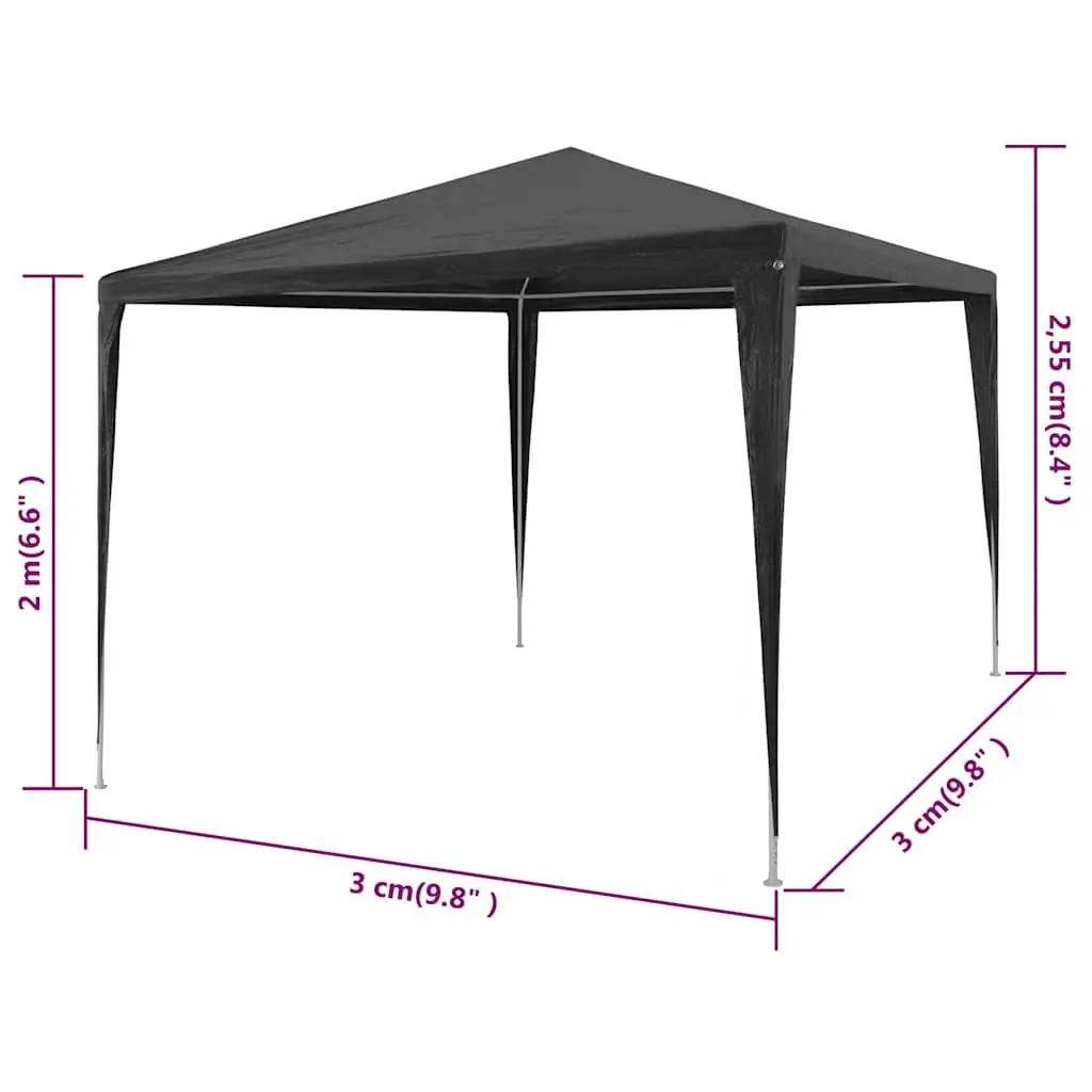 Outdoor Canopy Tent Anthracite 3x3m Steel Frame Water Resistant UV Polyethylene Garden Structure