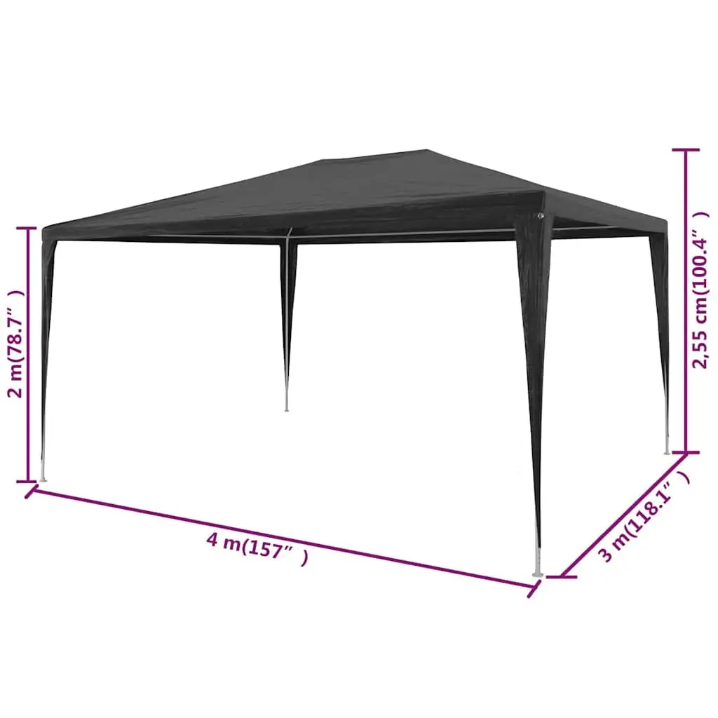 Party Tent 3x4 m Anthracite Outdoor Canopy Gazebo Garden Shelter Patio Cover