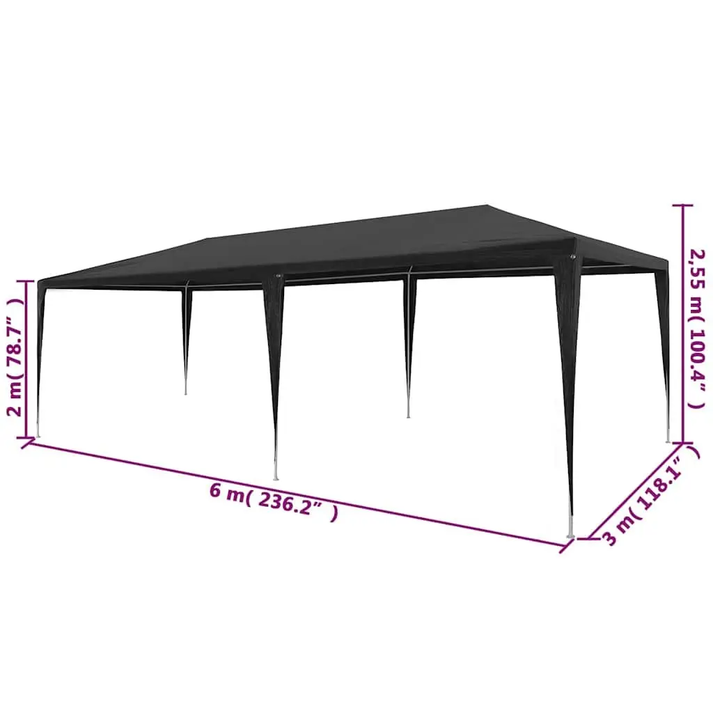 Party Tent Polyethylene 3x6m Anthracite Outdoor Canopy Gazebo Garden Shelter