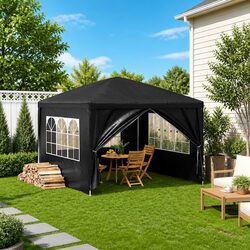 Party Tent 3x3m Outdoor Gazebo Garden Canopy Marquee with Side Panels Door