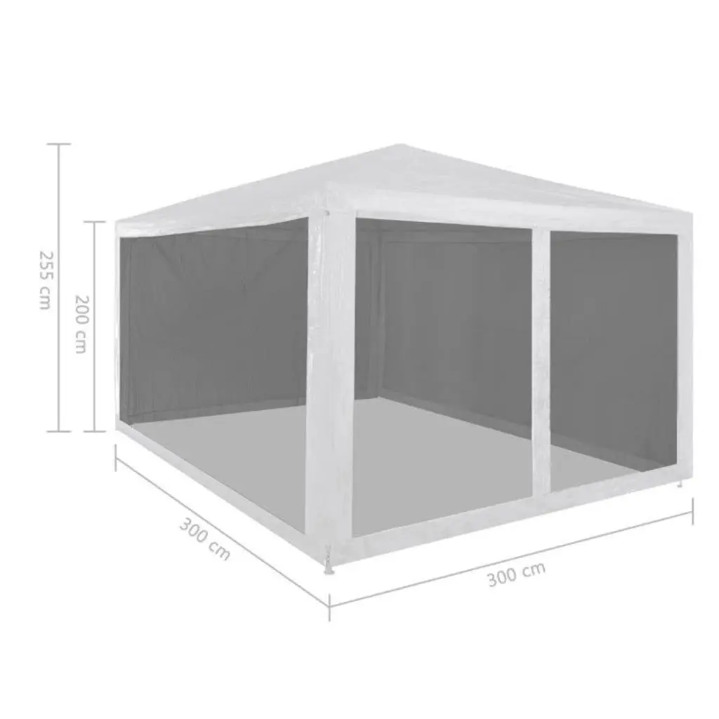 Party Tent with Mesh Sidewalls 3x3m Outdoor Canopy Gazebo Wedding Events