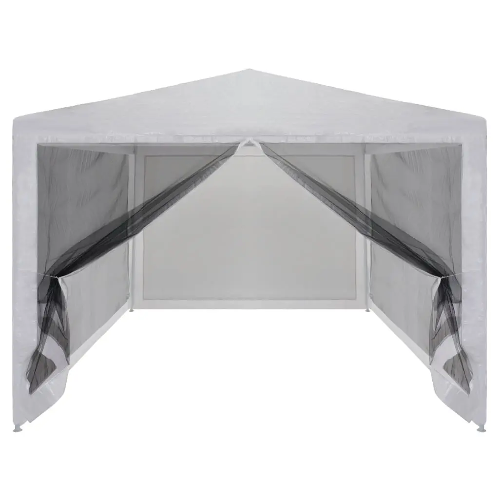 Party Tent Steel Frame 4x3m White with Mesh Sidewalls