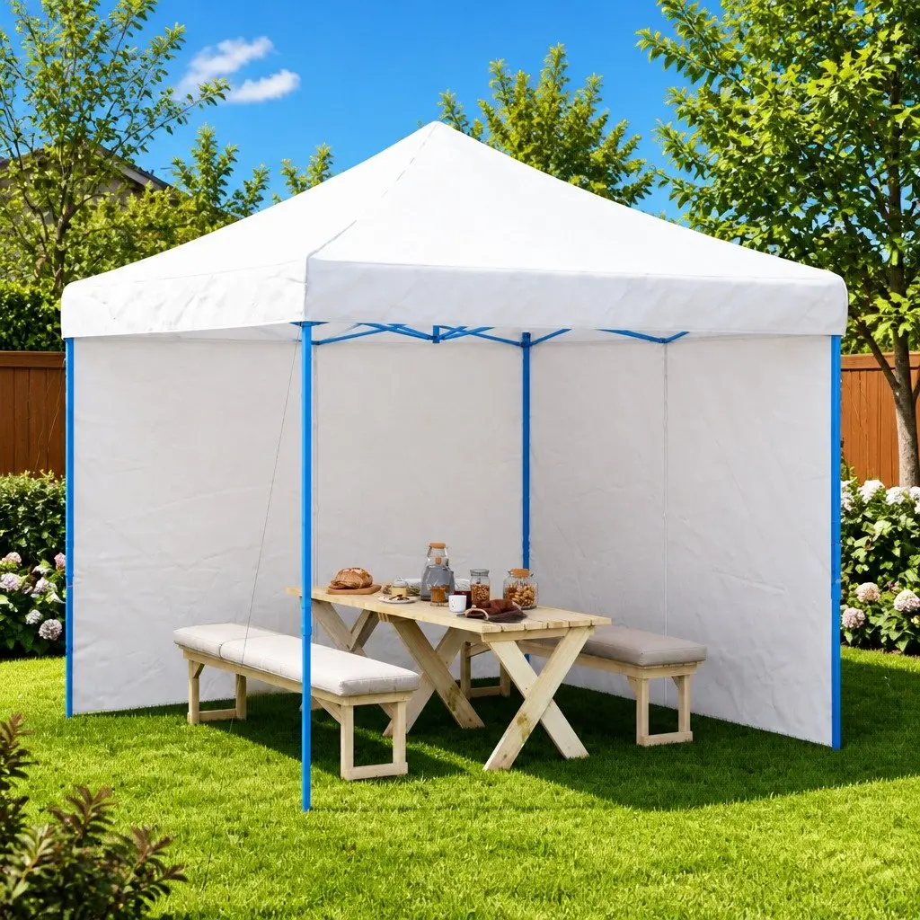 Party Tent Sidewall PE White 2 Pieces with Zipper