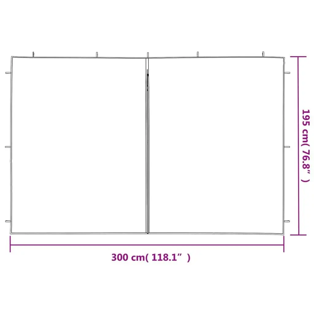 Party Tent Sidewall PE White 2 Pieces with Zipper