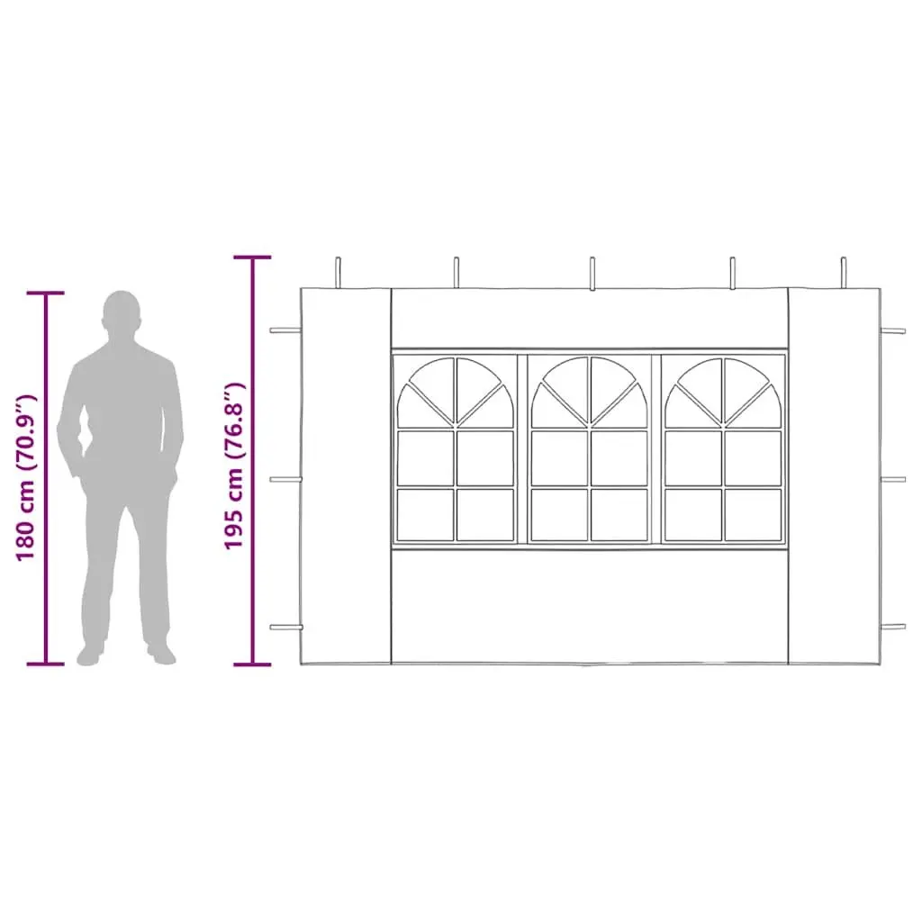 Marquee Tent Sidewall Weather-Resistant 300 x 300 cm Anthracite 2 Piece