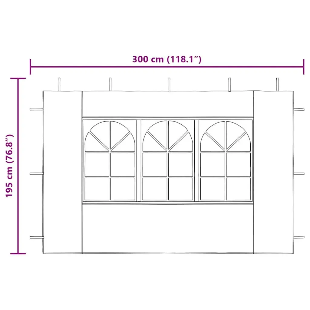 Marquee Tent Sidewall Weather-Resistant 300 x 300 cm Anthracite 2 Piece