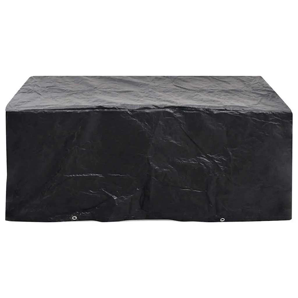 Garden Furniture Cover Black 242x162x100cm Durable Polyethylene with 8 Aluminium Eyelets and Fastening Rope