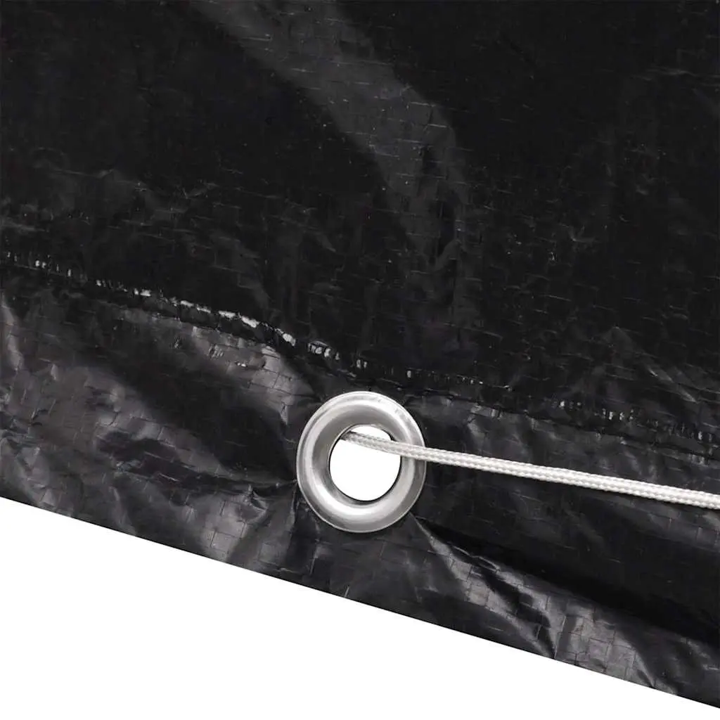Garden Furniture Cover Black 242x162x100cm Durable Polyethylene with 8 Aluminium Eyelets and Fastening Rope