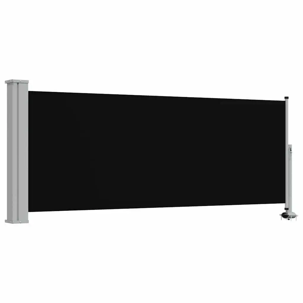 Retractable Side Awning UV Tear Resistant Polyester 100 x 300 cm Black Iron Base