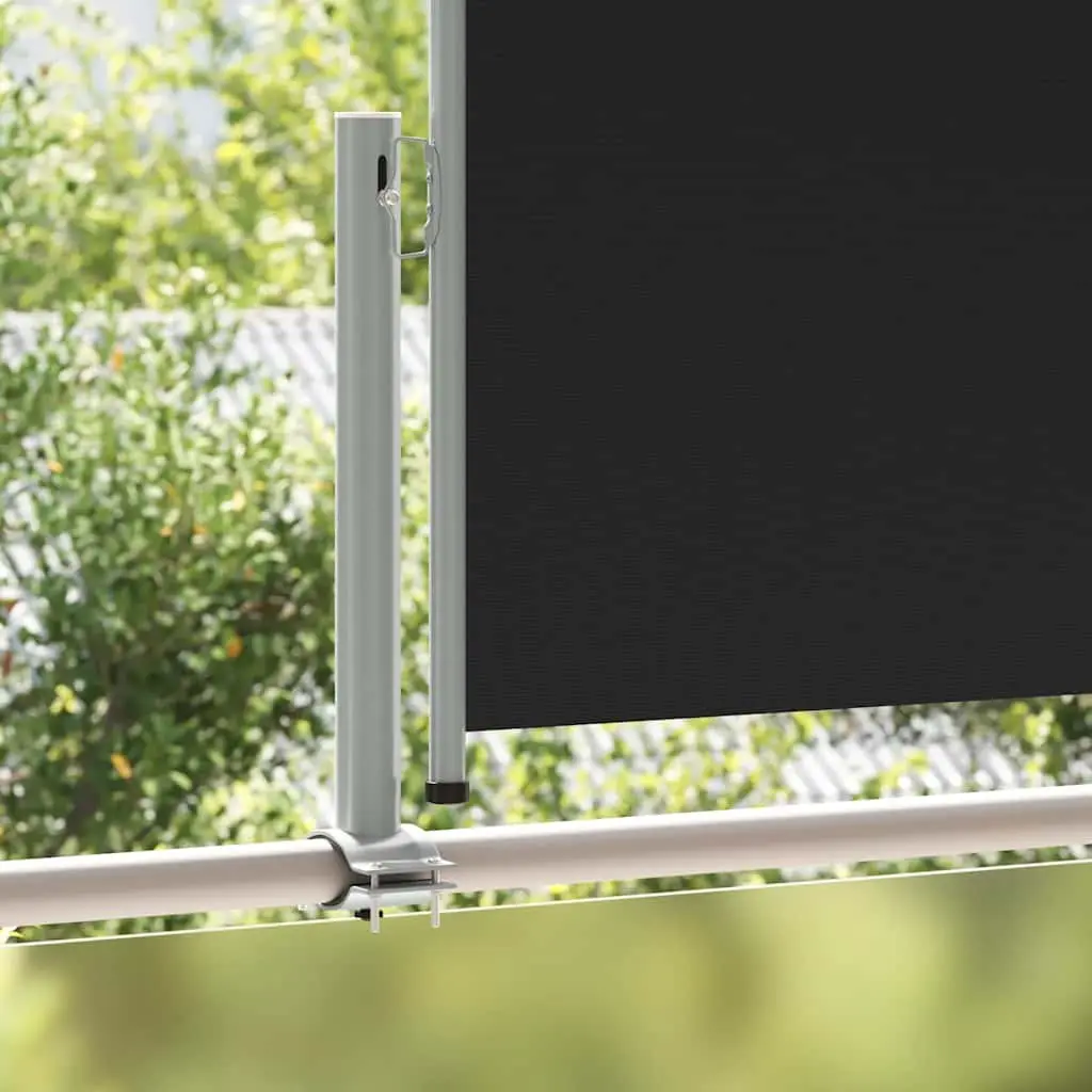 Retractable Side Awning UV Tear Resistant Polyester 100 x 300 cm Black Iron Base
