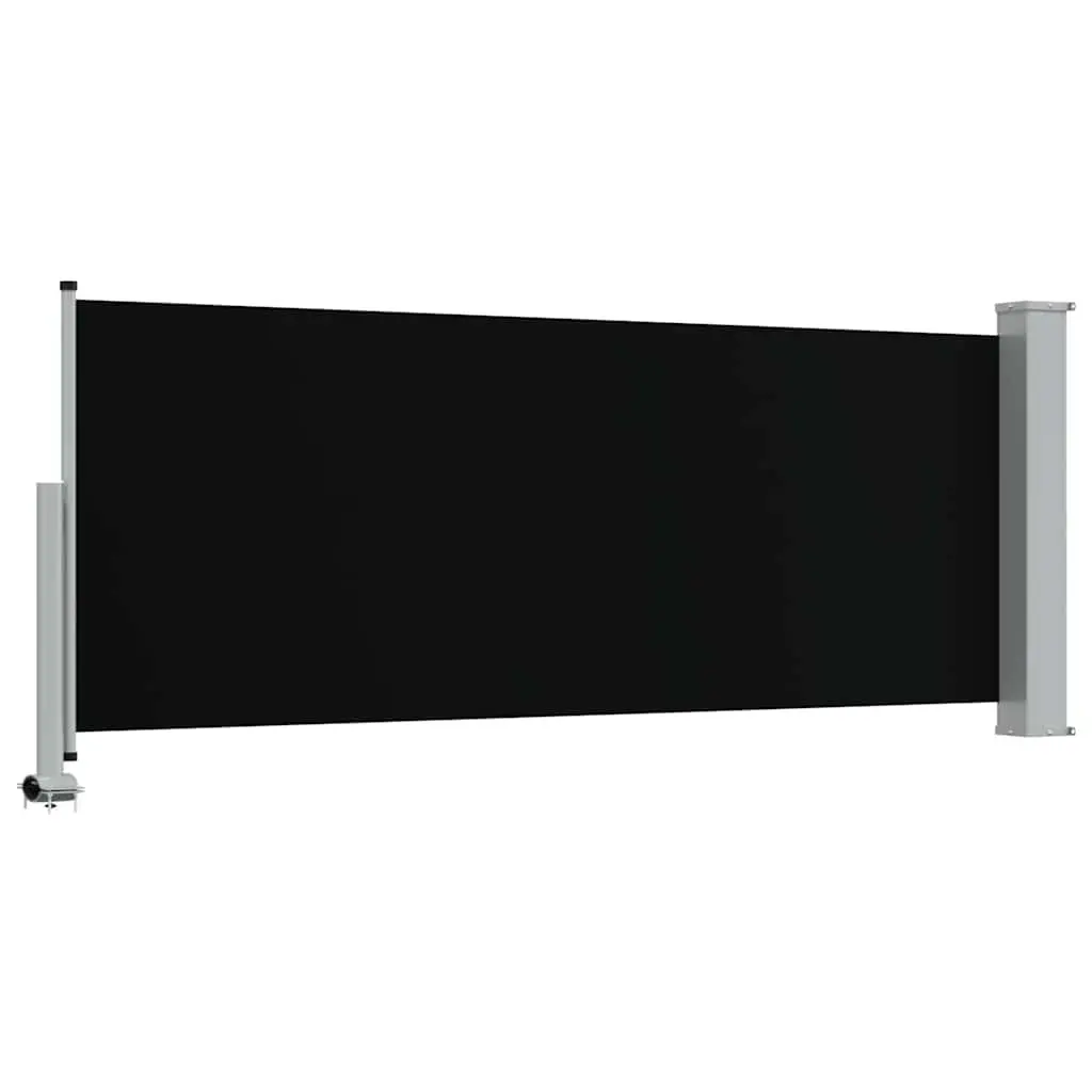 Retractable Side Awning UV Tear Resistant Polyester 100 x 300 cm Black Iron Base