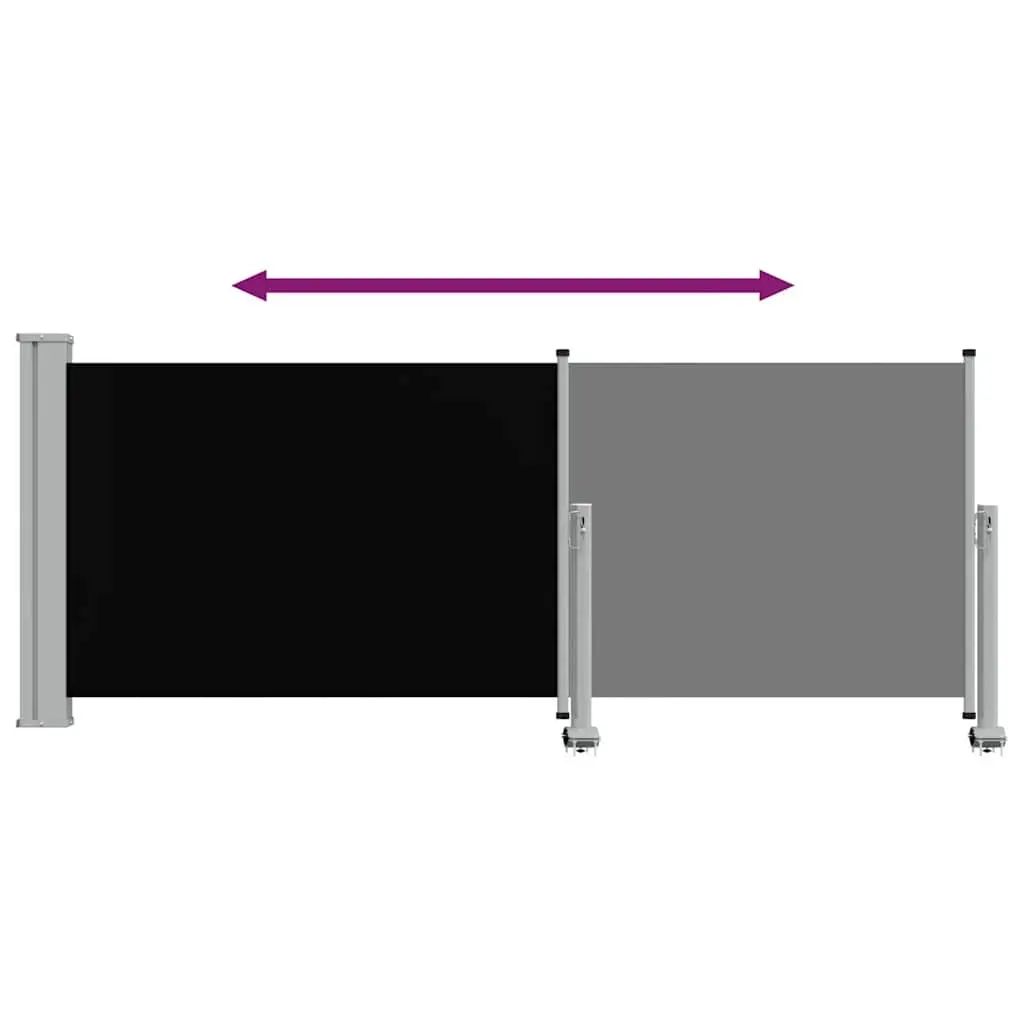 Retractable Side Awning UV Tear Resistant Polyester 100 x 300 cm Black Iron Base