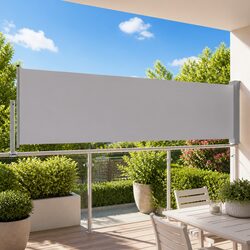 Retractable Side Awning 100 x 300 cm Patio Balcony Privacy Screen Grey Outdoor