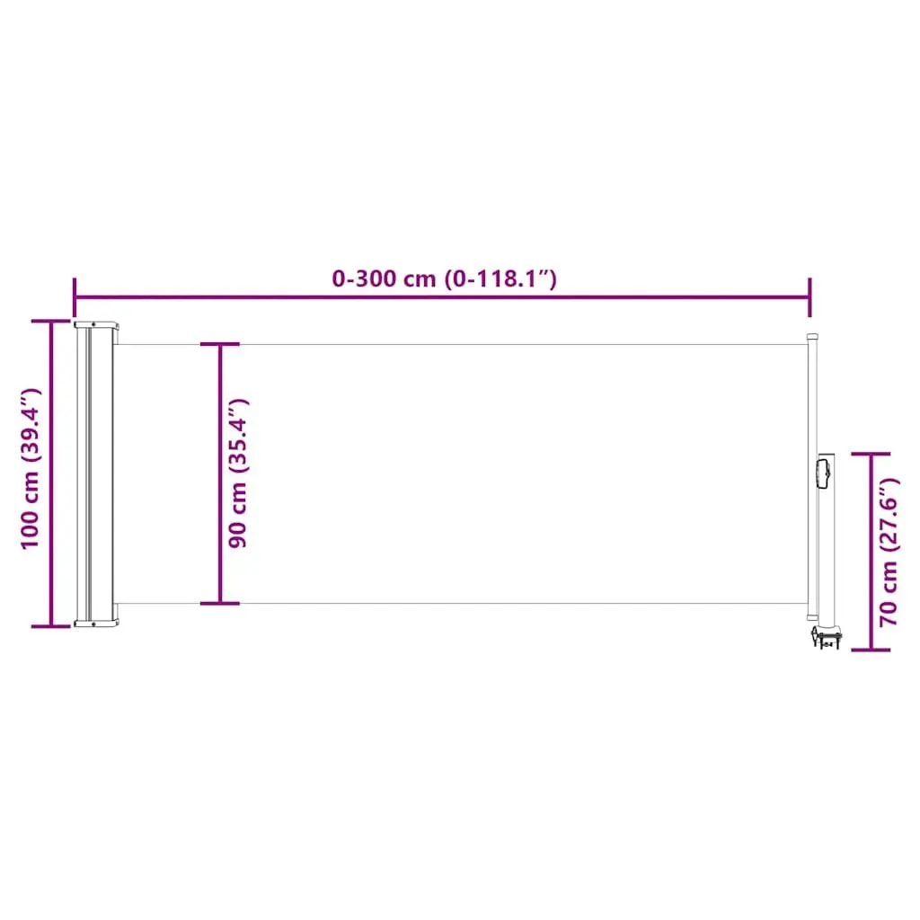 Retractable Awning Polyester Grey 100cm x 300cm Outdoor Privacy Screen for Patio Balcony
