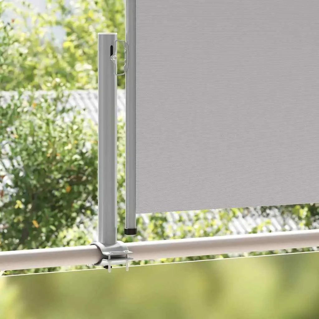 Retractable Awning Polyester Grey 100cm x 300cm Outdoor Privacy Screen for Patio Balcony