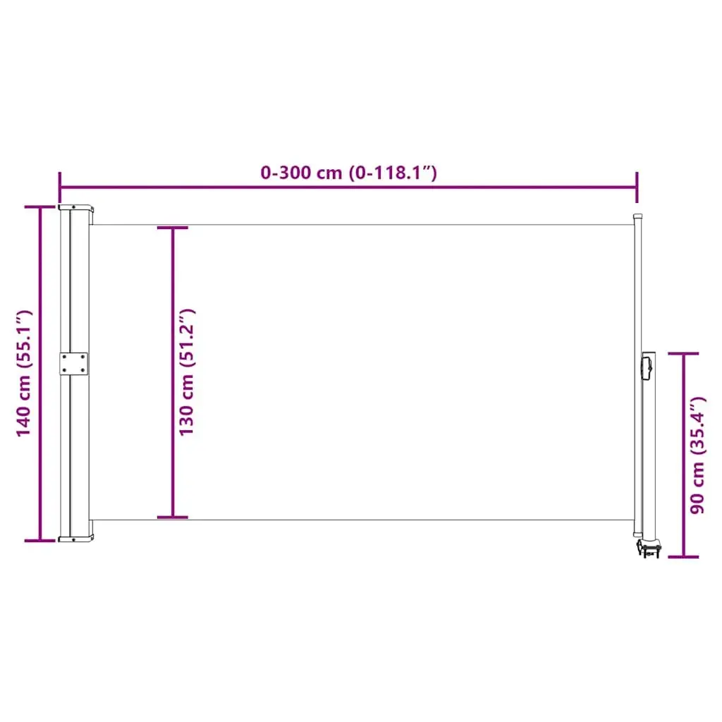 Retractable Awning Privacy Screen Outdoor Shade 140cm x 300cm Black Polyester