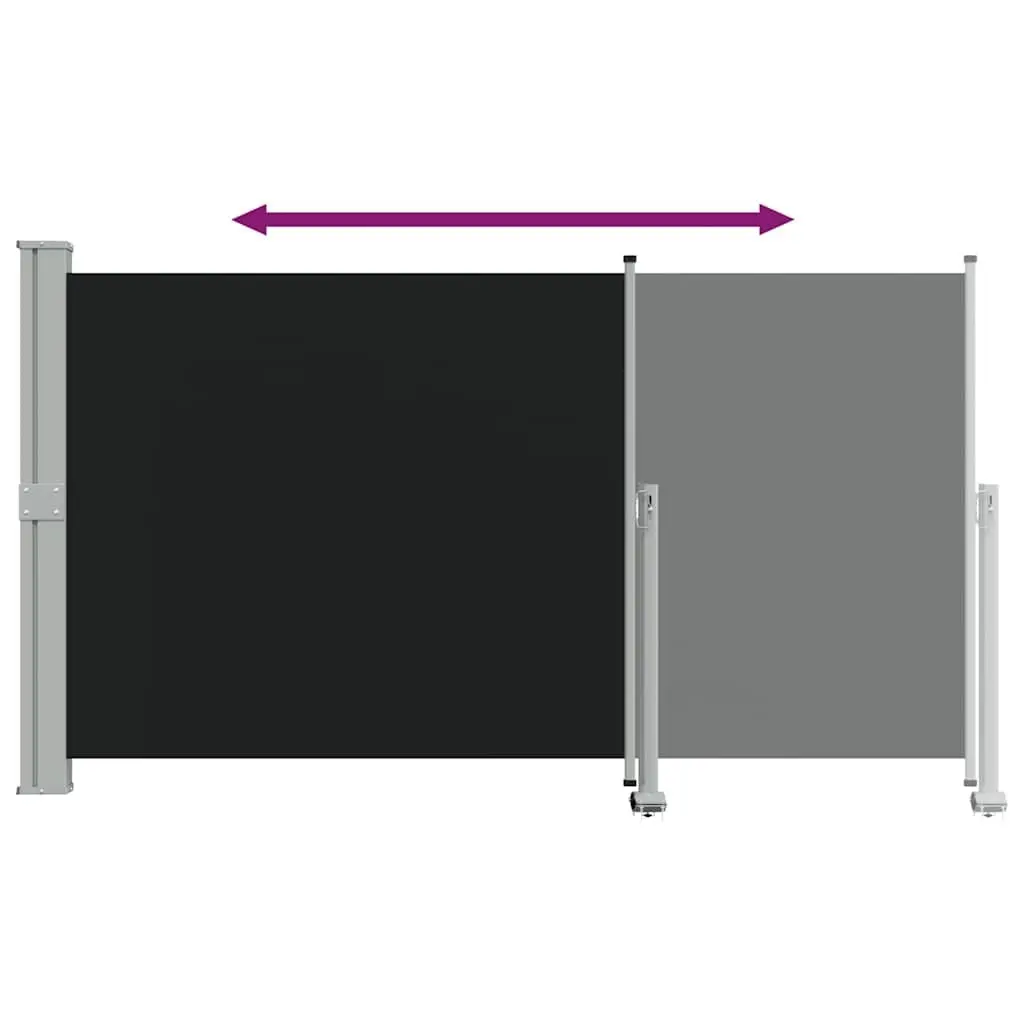 Retractable Awning Privacy Screen Outdoor Shade 140cm x 300cm Black Polyester