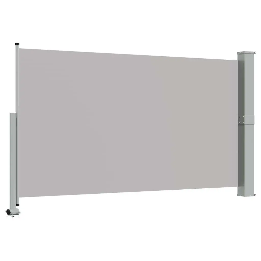 Retractable Privacy Screen Awning Grey 140cm x 300cm Polyester Outdoor for Patio and Balcony