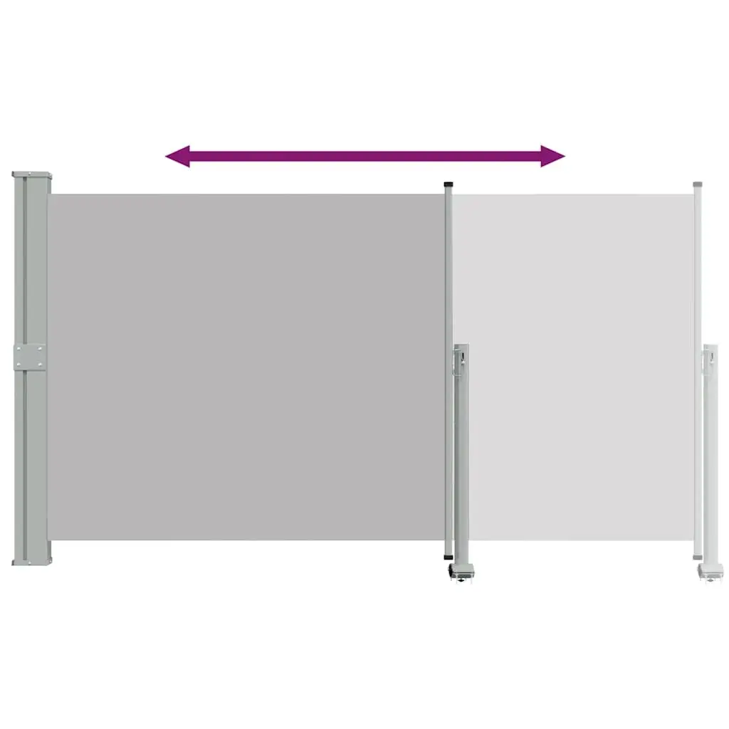 Retractable Privacy Screen Awning Grey 140cm x 300cm Polyester Outdoor for Patio and Balcony
