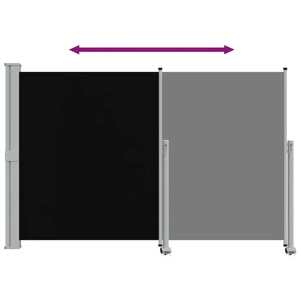 Retractable Side Awning Polyester 160 x 300 cm Black Iron