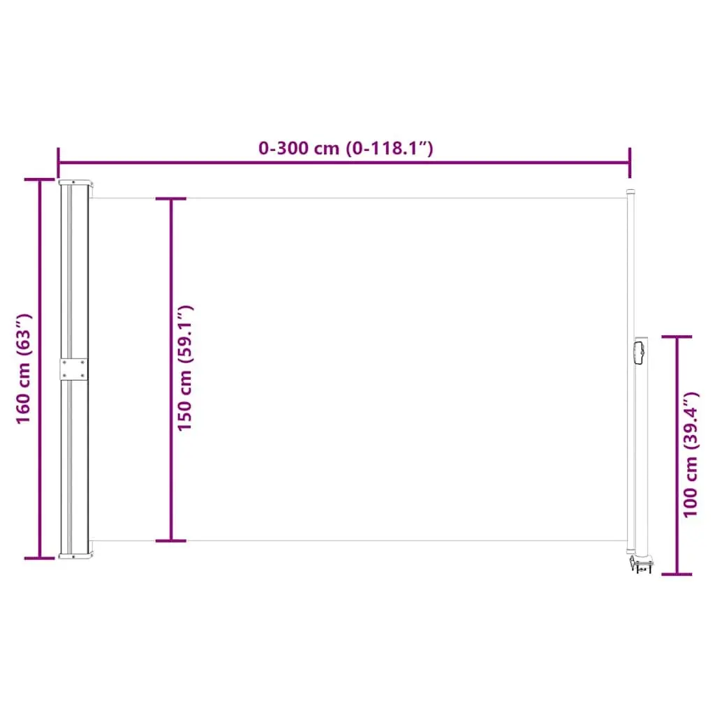 Retractable Side Awning Iron 160 x 300 cm Cream