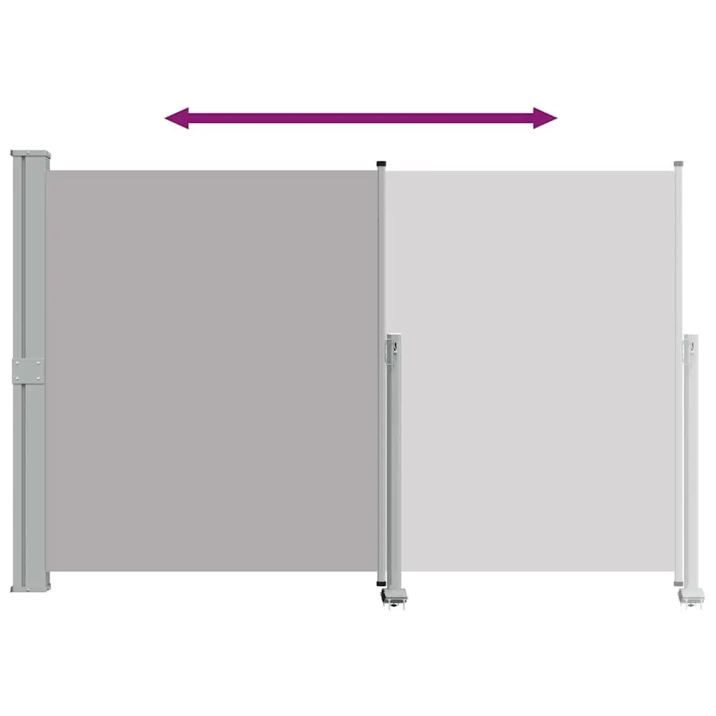 Retractable Side Awning UV Tear Resistant Polyester 160 x 300 cm Grey Outdoor Privacy Screen Shade