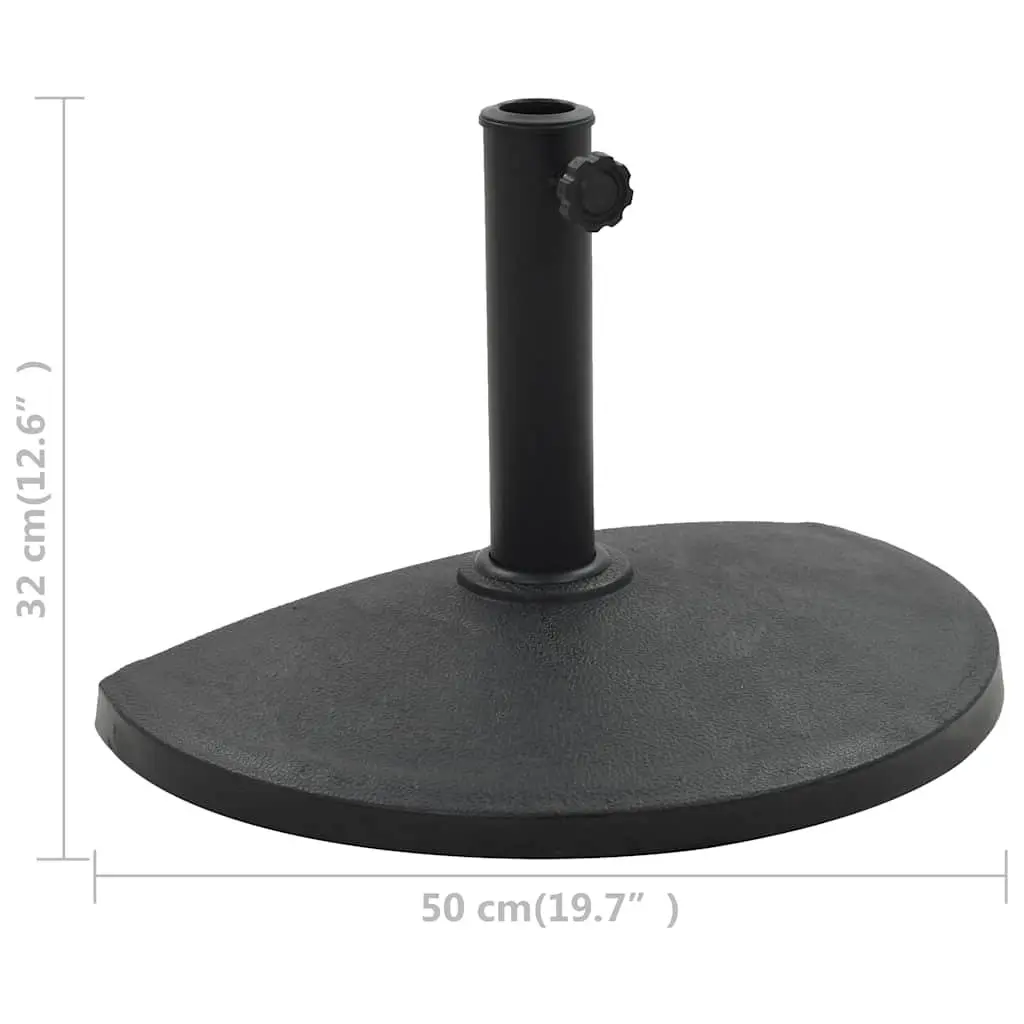 Outdoor Parasol Base Weather Resistant Polyresin Half Round Black