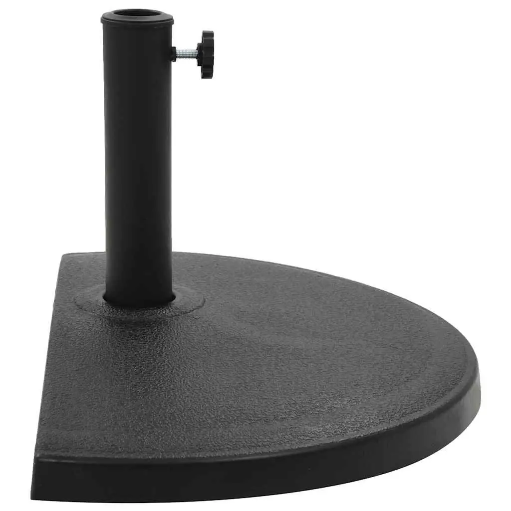 Half Round Umbrella Stand Outdoor Base Polyresin Weather Resistant Black