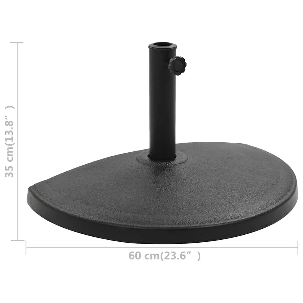 Half Round Umbrella Stand Outdoor Base Polyresin Weather Resistant Black